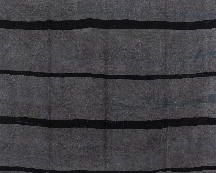 Gray Turkish Kilim Rug 9' 6" x 13' 1" Flat-Weave detail