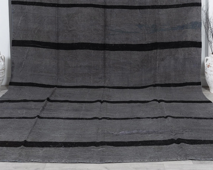 Gray Turkish Kilim Rug 9' 6" x 13' 1" Flat-Weave view