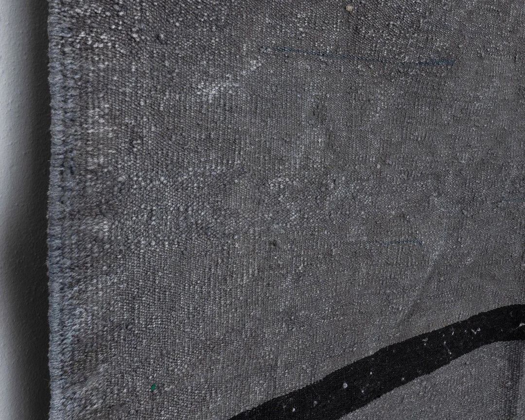 Gray Turkish Kilim Rug 9' 6" x 13' 1" Flat-Weave close-up