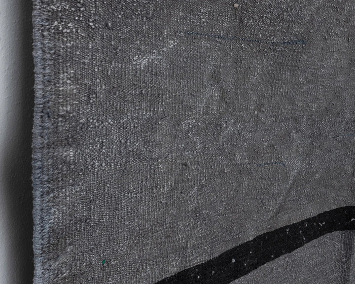 Gray Turkish Kilim Rug 9' 6" x 13' 1" Flat-Weave close-up