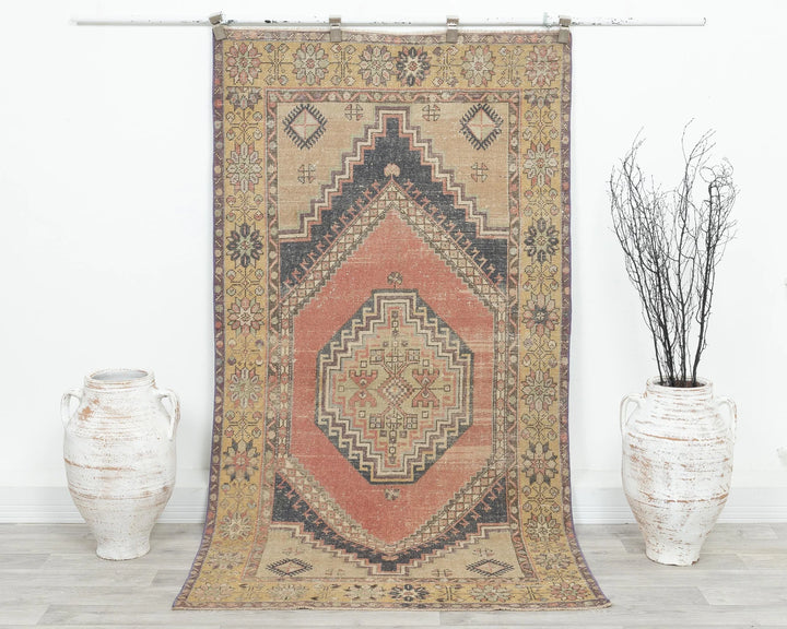 Multicolor Turkish Oushak Rug 3' 8" x 6' 11" Hand-Knotted | No. VR26648