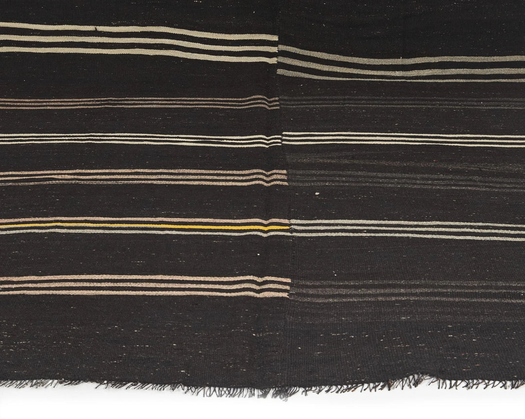Brown Turkish Kilim Rug 7' 5" x 13' 3" Flat-Weave | No. VR26686
