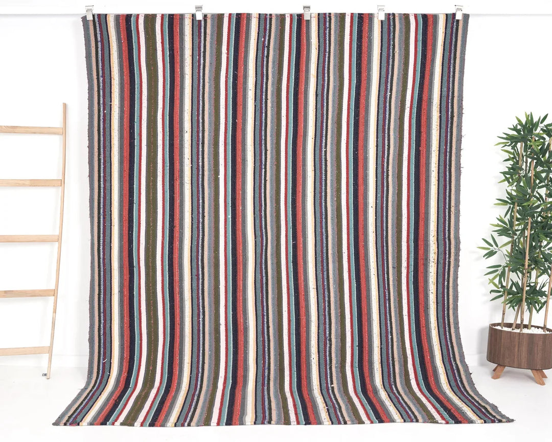 Multicolor Turkish Kilim Rug 6' 9" x 8' Flat-Weave | No. VR26751