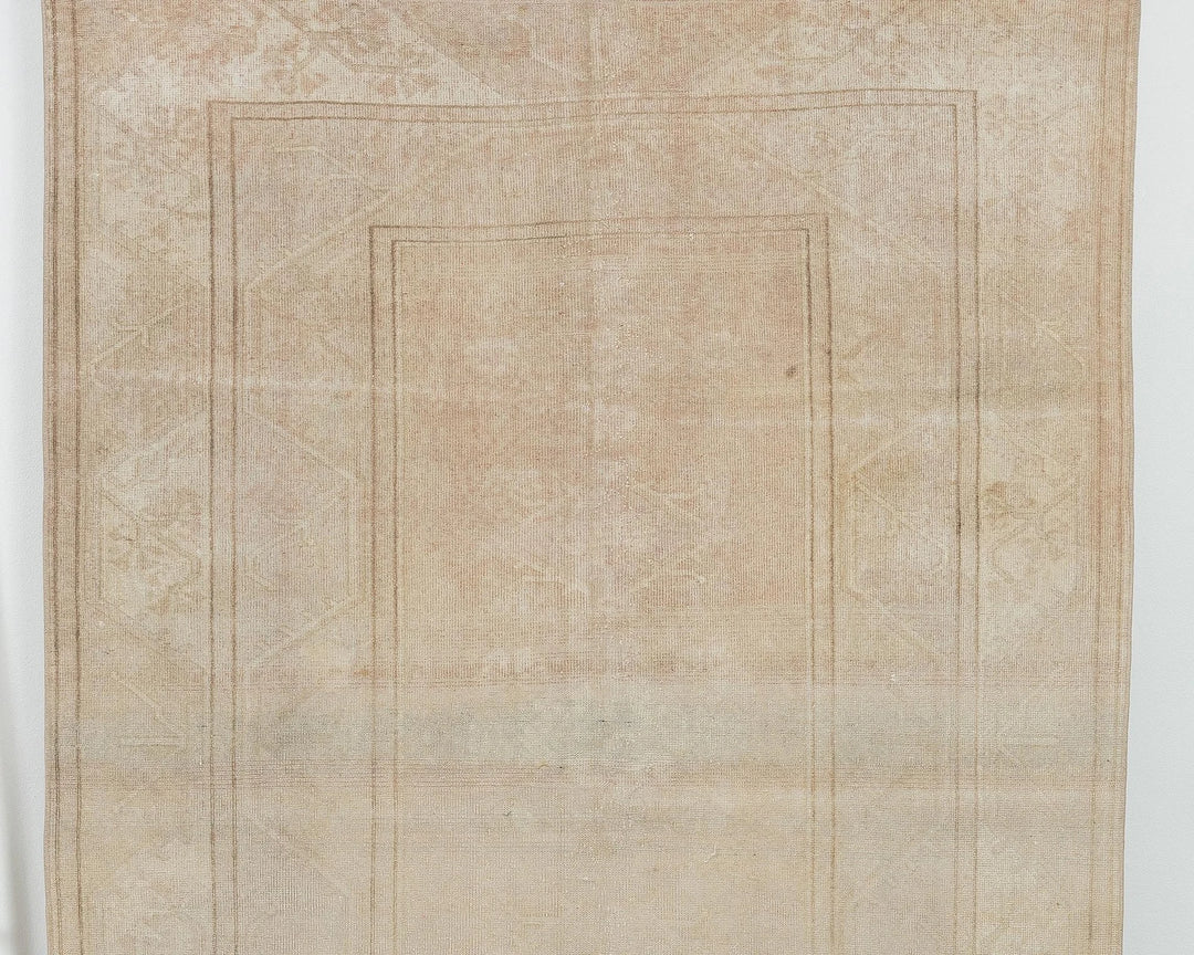 Beige Turkish Oushak Rug 4'11" x 7'8" Hand-Knotted | No. VR26782