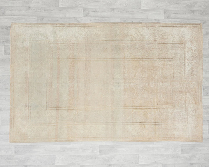 Beige Turkish Oushak Rug 4'11" x 7'8" Hand-Knotted | No. VR26782