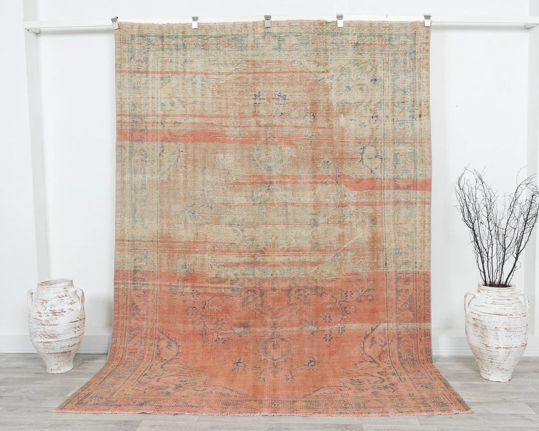Multicolor Turkish Oushak Rug 6'5" x 9' Hand-Knotted | No. VR26894