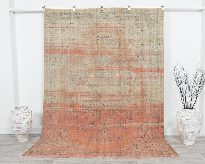 Multicolor Turkish Oushak Rug 6'5" x 9' Hand-Knotted | No. VR26894