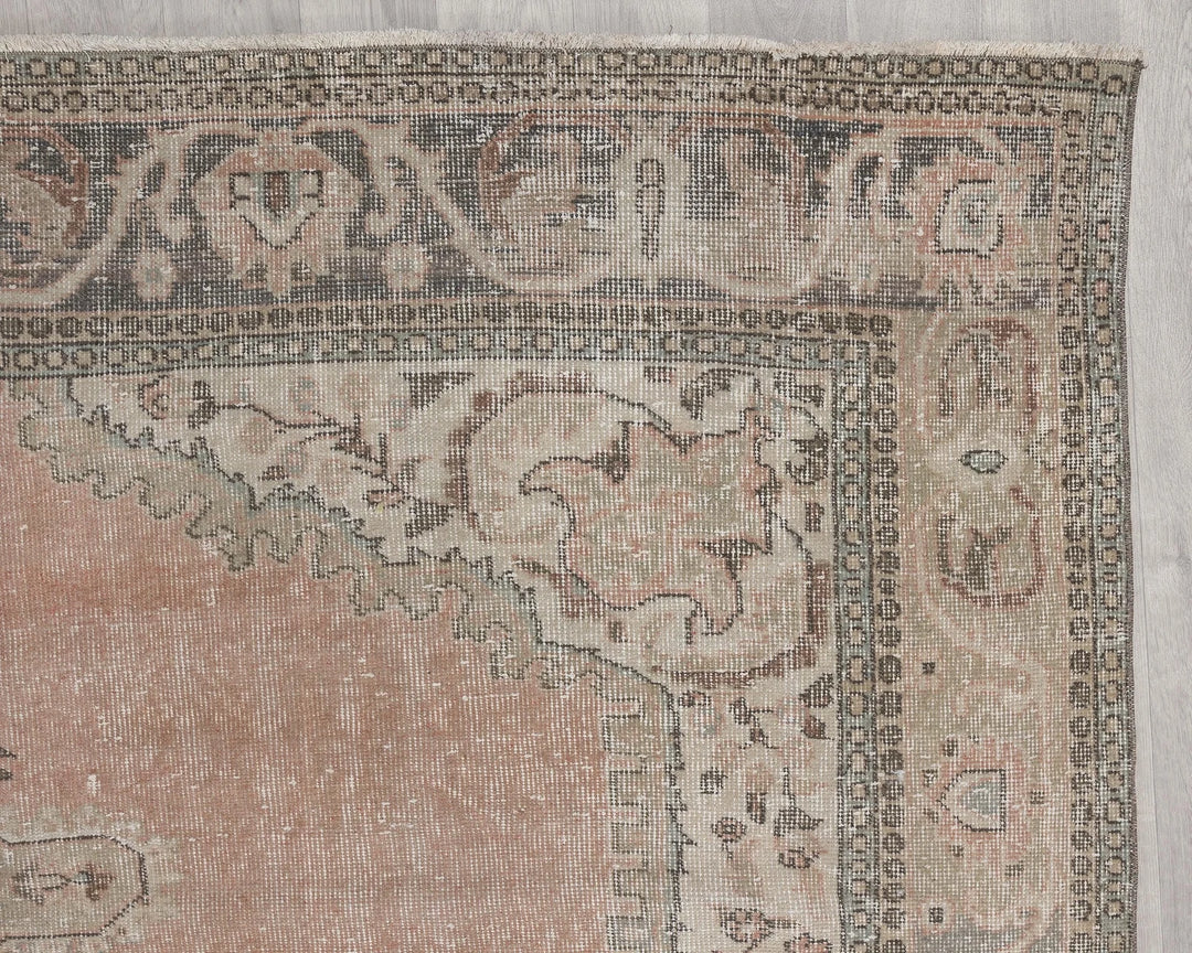 Pink Turkish Oushak Rug 7' 3" x 10' 6" Hand-Knotted | No. VR27188