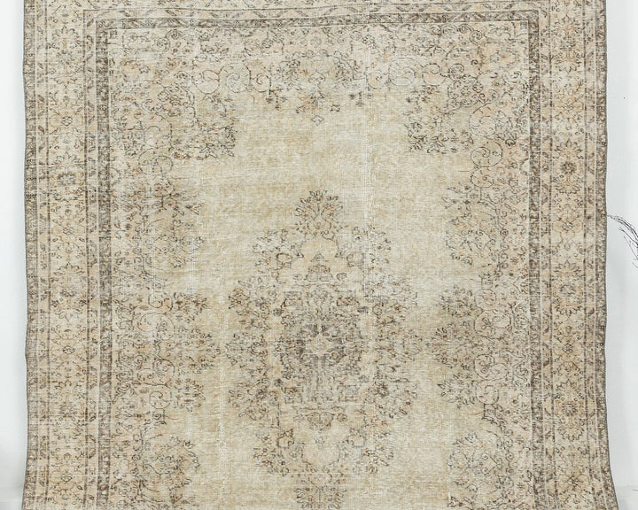 Beige Turkish Oushak Rug 6'8" x 9'2" Hand-Knotted | No. VR27254