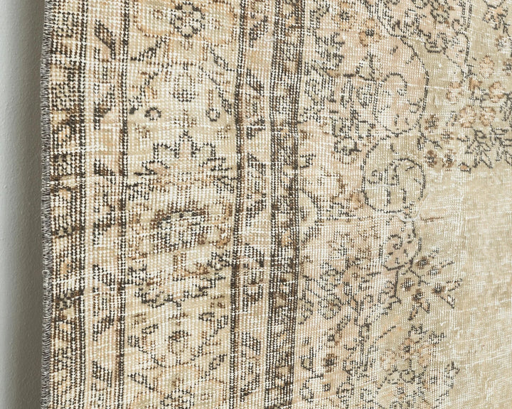 Beige Turkish Oushak Rug 6'8" x 9'2" Hand-Knotted | No. VR27254