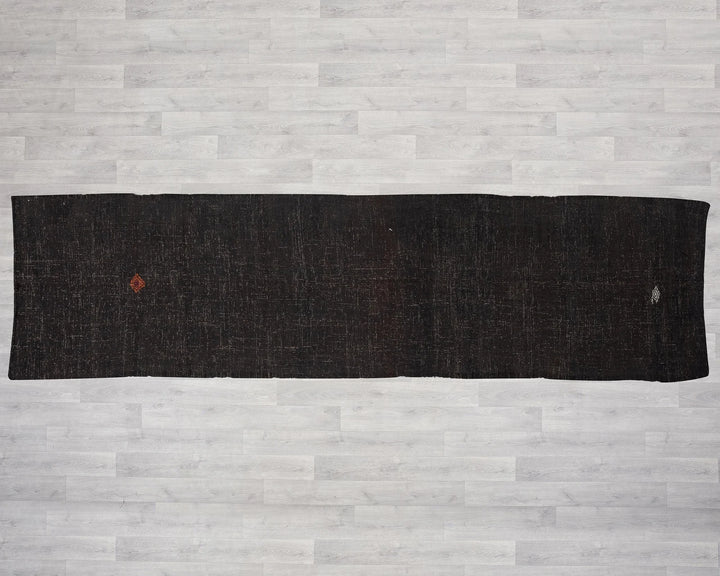 Brown Turkish Kilim Rug 3' 8" x 17' 10" Flat-Weave | No. VR27291