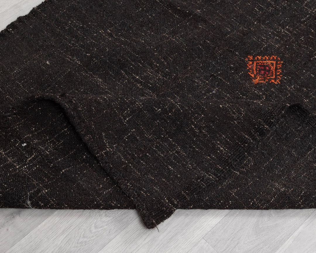 Brown Turkish Kilim Rug 3' 8" x 17' 10" Flat-Weave | No. VR27291