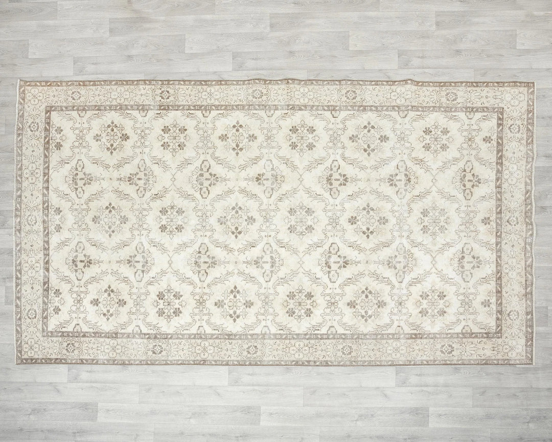 Beige Turkish Oushak Rug 5' 11" x 10' 5" Hand-Knotted | No. VR27516