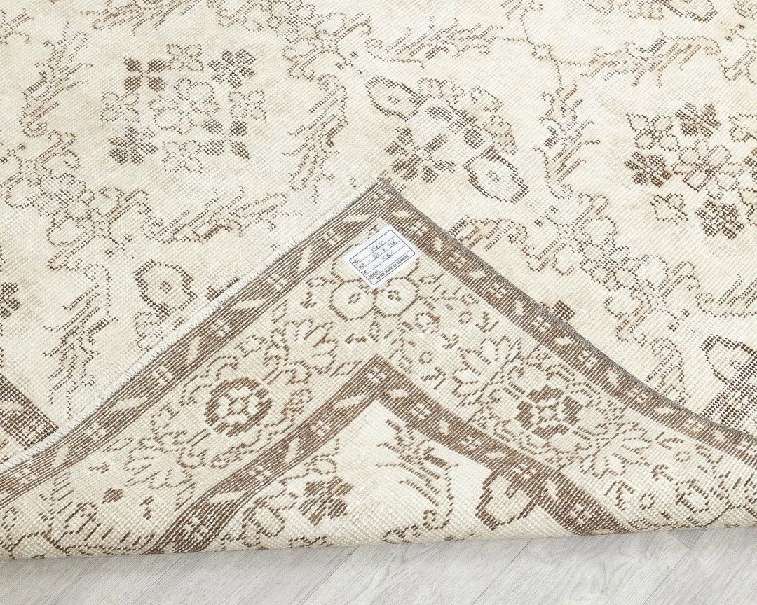 Beige Turkish Oushak Rug 5' 11" x 10' 5" Hand-Knotted | No. VR27516