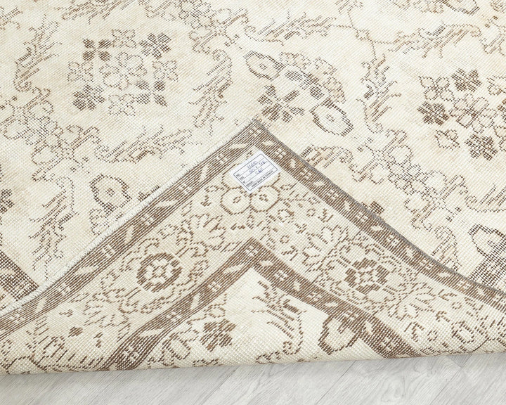 Beige Turkish Oushak Rug 5' 11" x 10' 5" Hand-Knotted | No. VR27516