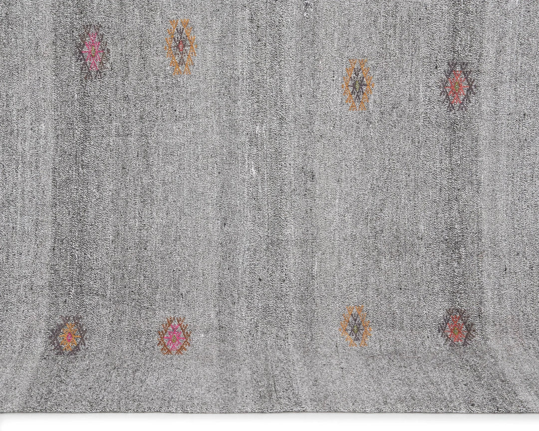 Gray Turkish Kilim Rug 6'10" x 8'2" Flat-Weave | No. VR27832