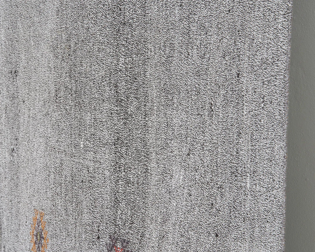Gray Turkish Kilim Rug 6'10" x 8'2" Flat-Weave | No. VR27832