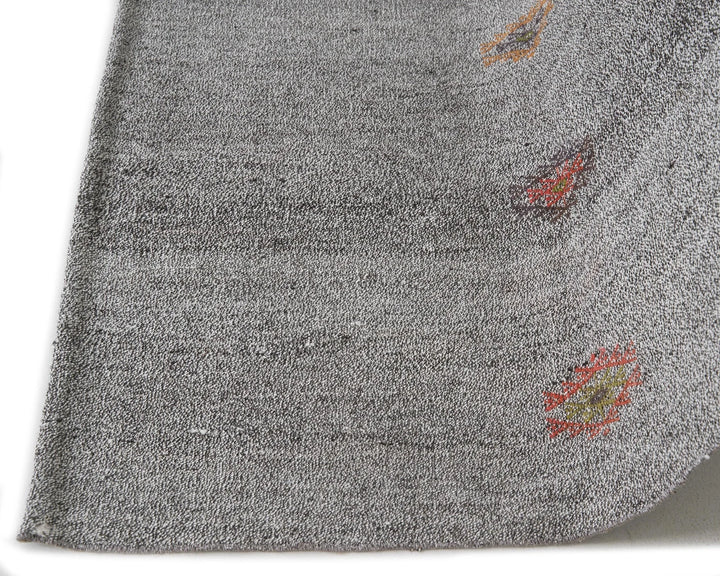 Gray Turkish Kilim Rug 6'10" x 8'2" Flat-Weave | No. VR27832