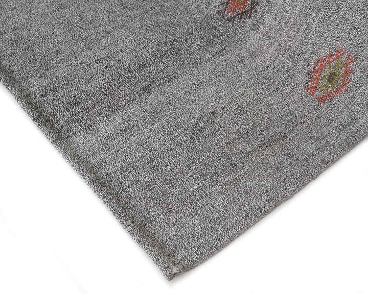 Gray Turkish Kilim Rug 6'10" x 8'2" Flat-Weave | No. VR27832