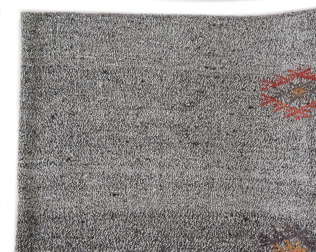 Gray Turkish Kilim Rug 6'10" x 8'2" Flat-Weave | No. VR27832
