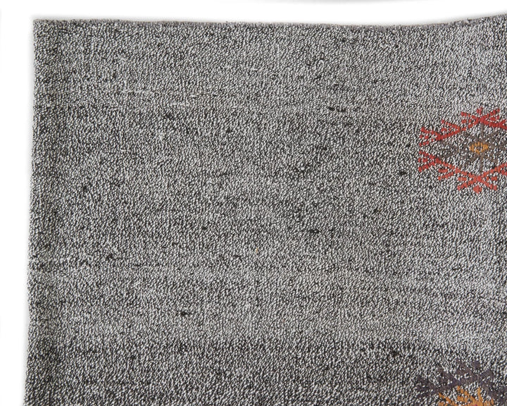 Gray Turkish Kilim Rug 6'10" x 8'2" Flat-Weave | No. VR27832