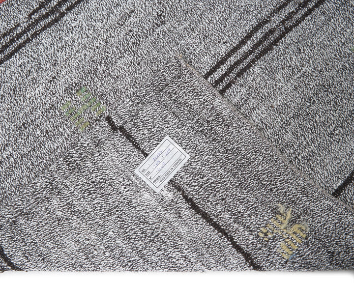 Gray Turkish Kilim Rug 6'9" x 7'2" Flat-Weave | No. VR27840