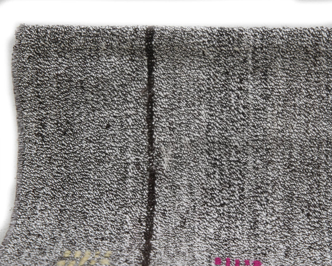Gray Turkish Kilim Rug 6'9" x 7'2" Flat-Weave | No. VR27840