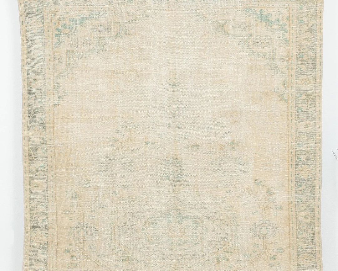 Beige Turkish Oushak Rug 5'7" x 8'11" Hand-Knotted | No. VR27850