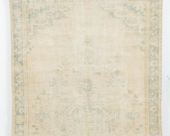 Beige Turkish Oushak Rug 5'7" x 8'11" Hand-Knotted | No. VR27850