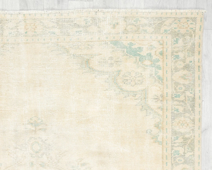 Beige Turkish Oushak Rug 5'7" x 8'11" Hand-Knotted | No. VR27850