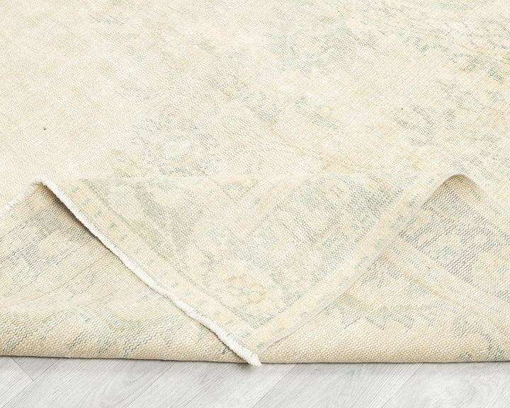 Beige Turkish Oushak Rug 5'7" x 8'11" Hand-Knotted | No. VR27850