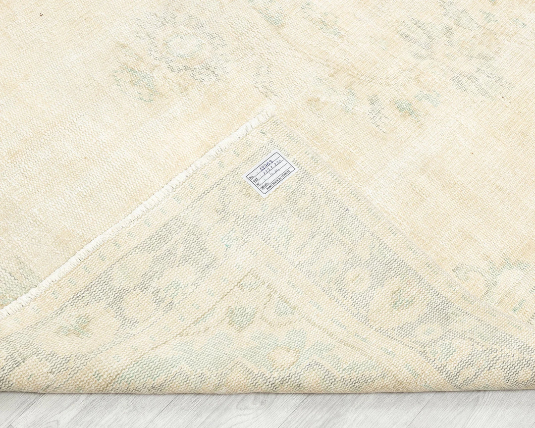 Beige Turkish Oushak Rug 5'7" x 8'11" Hand-Knotted | No. VR27850
