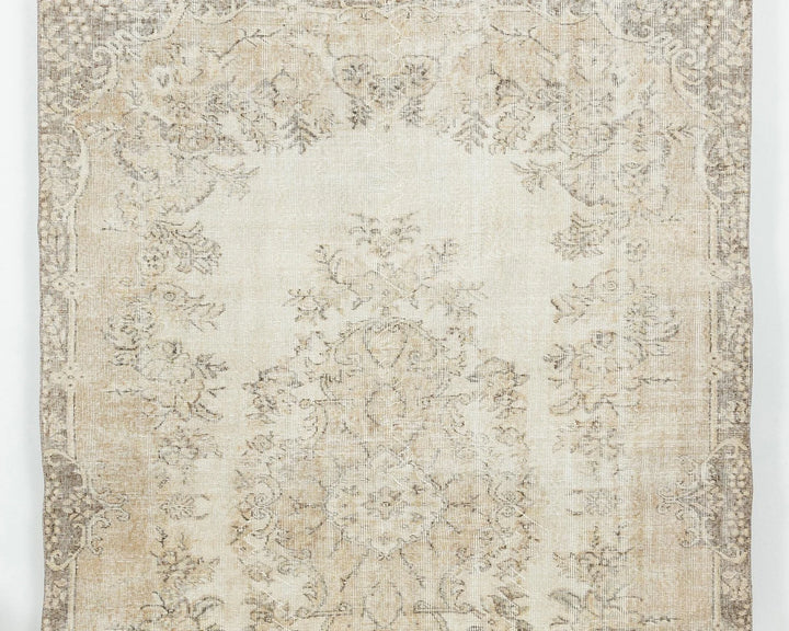 Beige Turkish Oushak Rug 6' 6" x 9' 5" Hand-Knotted | No. VR27883