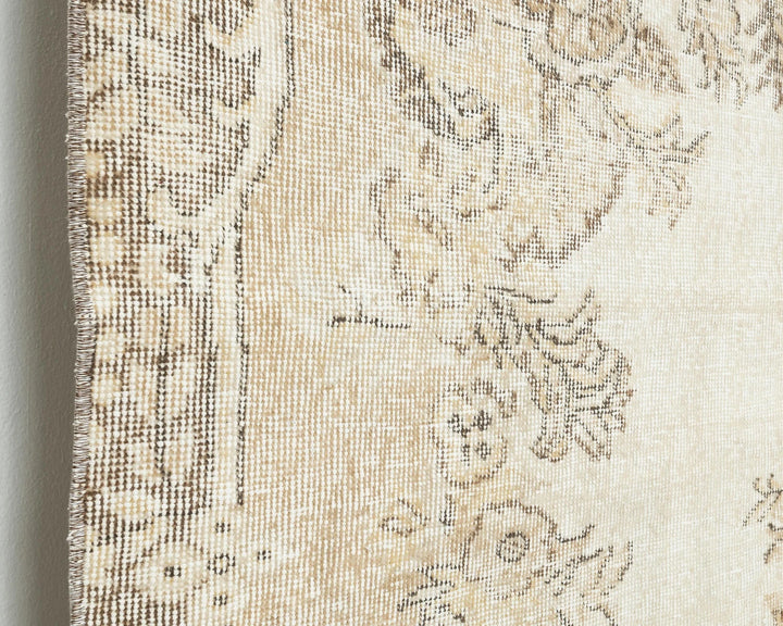 Beige Turkish Oushak Rug 6' 6" x 9' 5" Hand-Knotted | No. VR27883