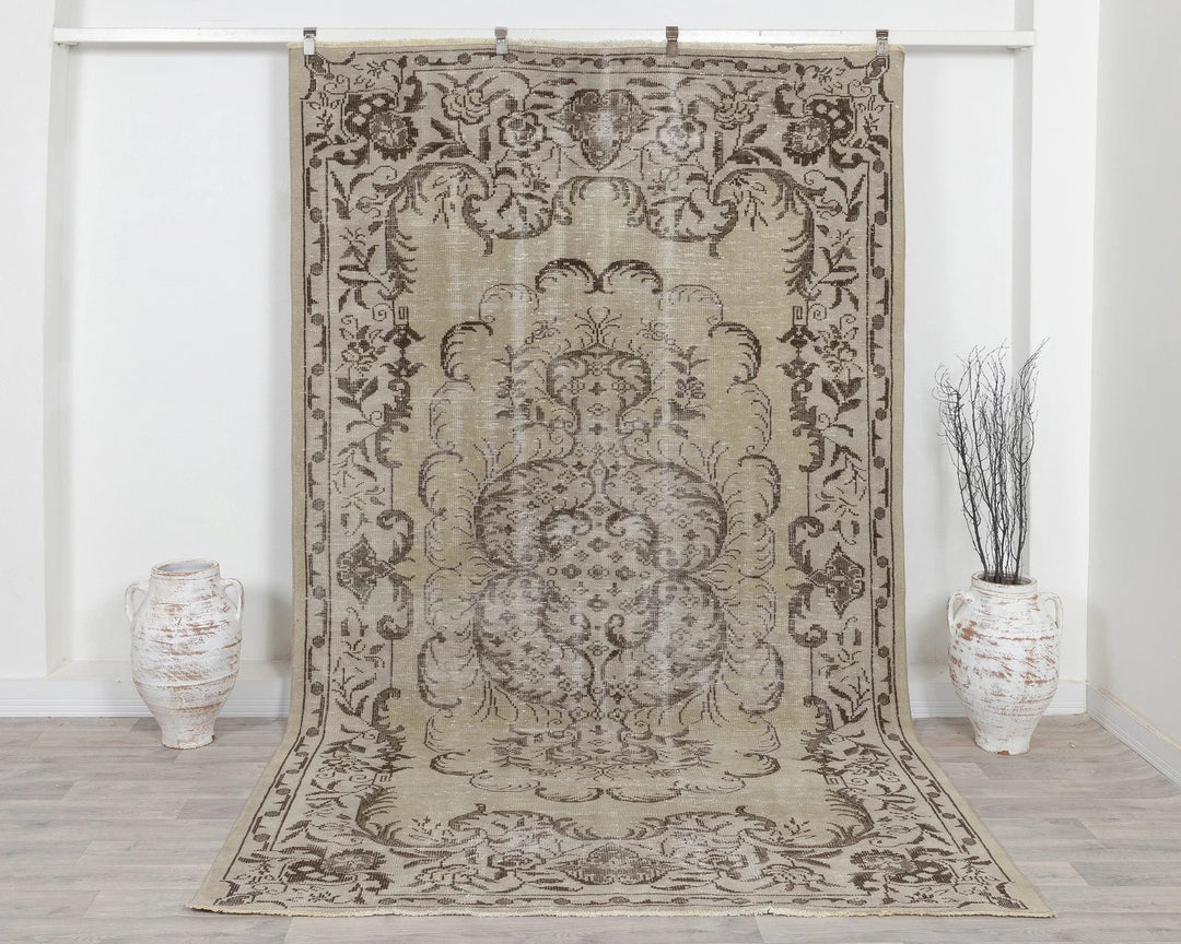 Multicolor Turkish Oushak Rug 6' 2" x 10' 2" Hand-Knotted | No. VR27931