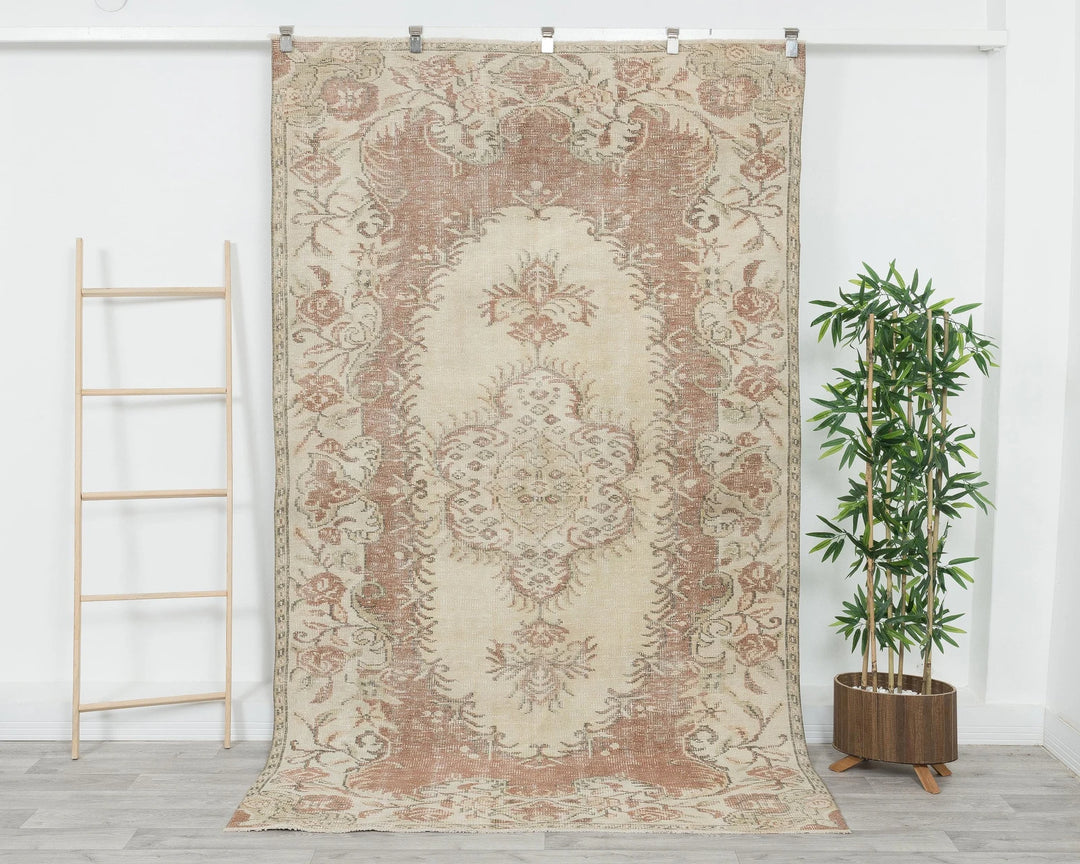 Beige Turkish Oushak Rug 5' x 9' Hand-Knotted