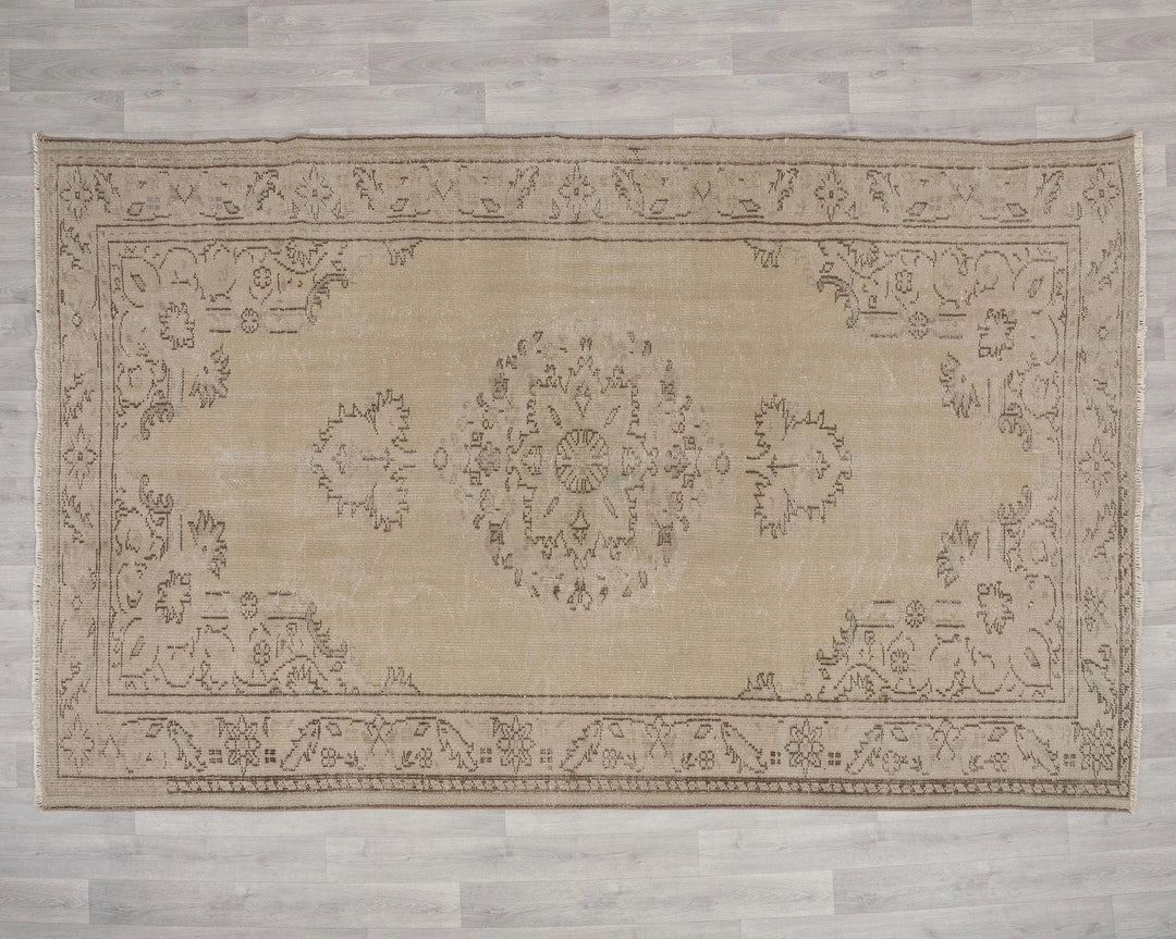 Beige Turkish Oushak Rug 7' x 10' Hand-Knotted | No. VR28139