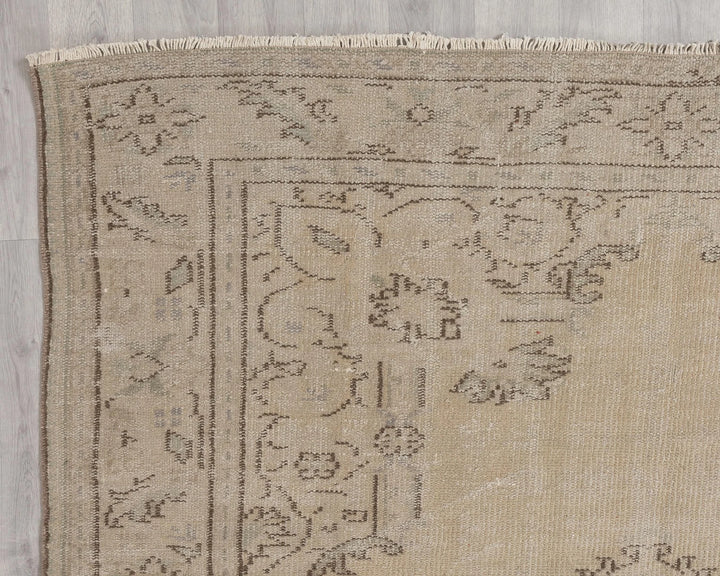 Beige Turkish Oushak Rug 7' x 10' Hand-Knotted | No. VR28139