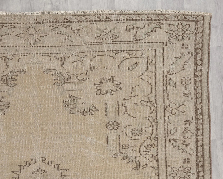 Beige Turkish Oushak Rug 7' x 10' Hand-Knotted | No. VR28139