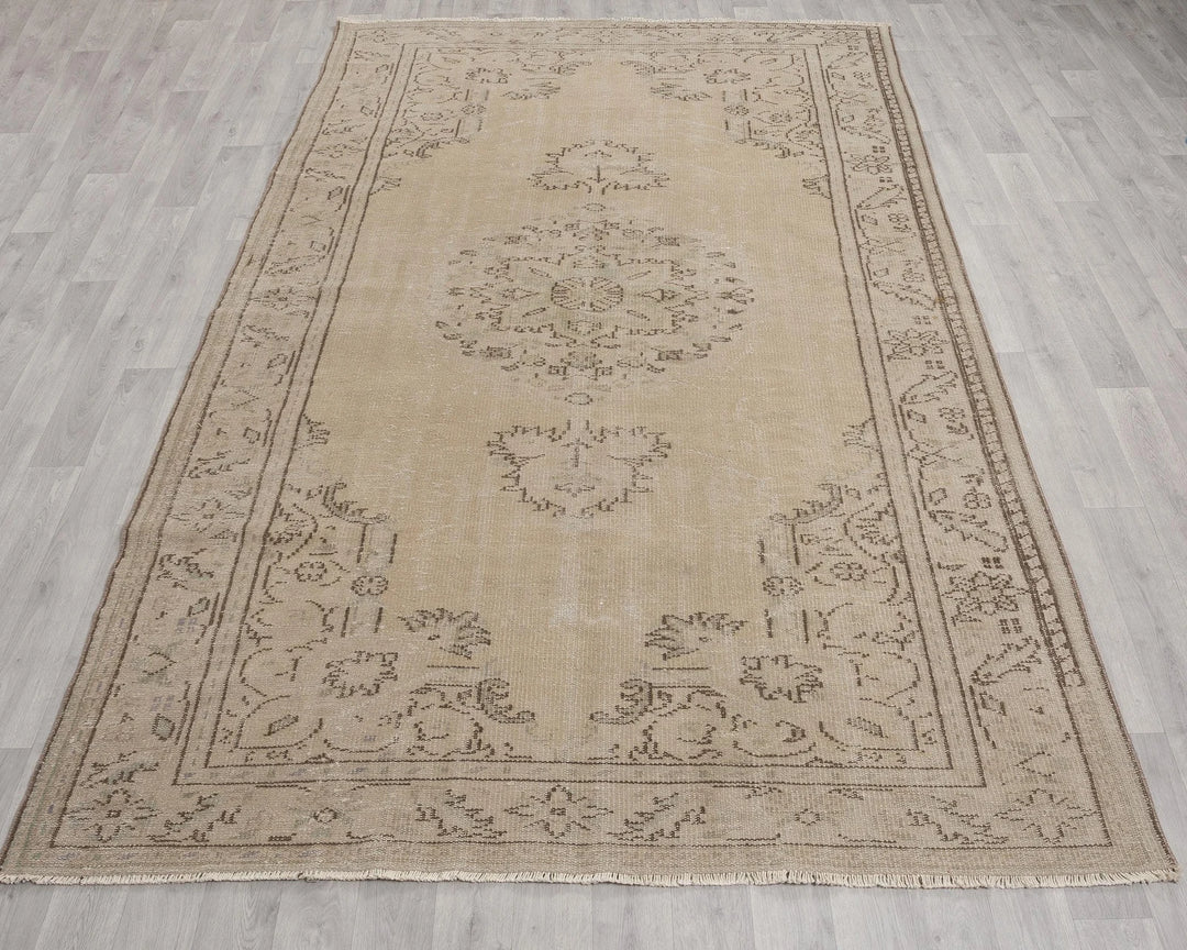 Beige Turkish Oushak Rug 7' x 10' Hand-Knotted | No. VR28139