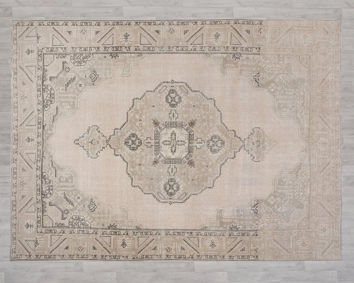 Beige Turkish Oushak Rug 9' 7" x 12' Hand-Knotted | No. VR28334