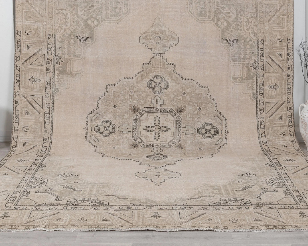 Beige Turkish Oushak Rug 9' 7" x 12' Hand-Knotted | No. VR28334