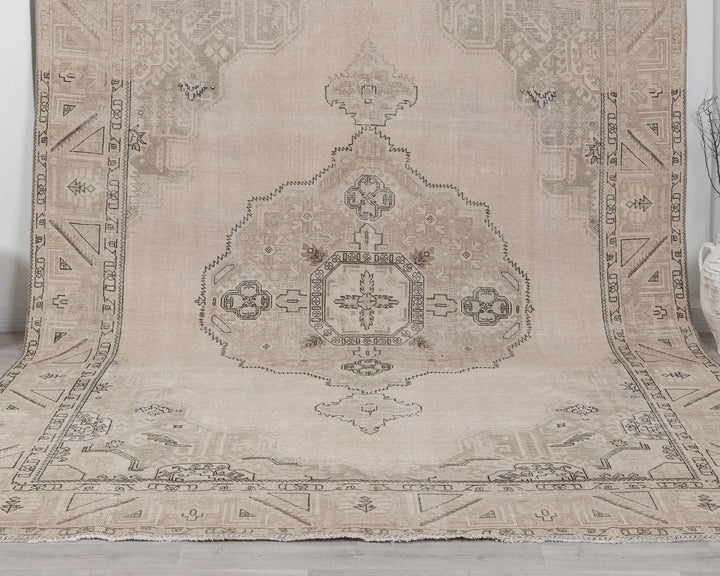 Beige Turkish Oushak Rug 9' 7" x 12' Hand-Knotted | No. VR28334