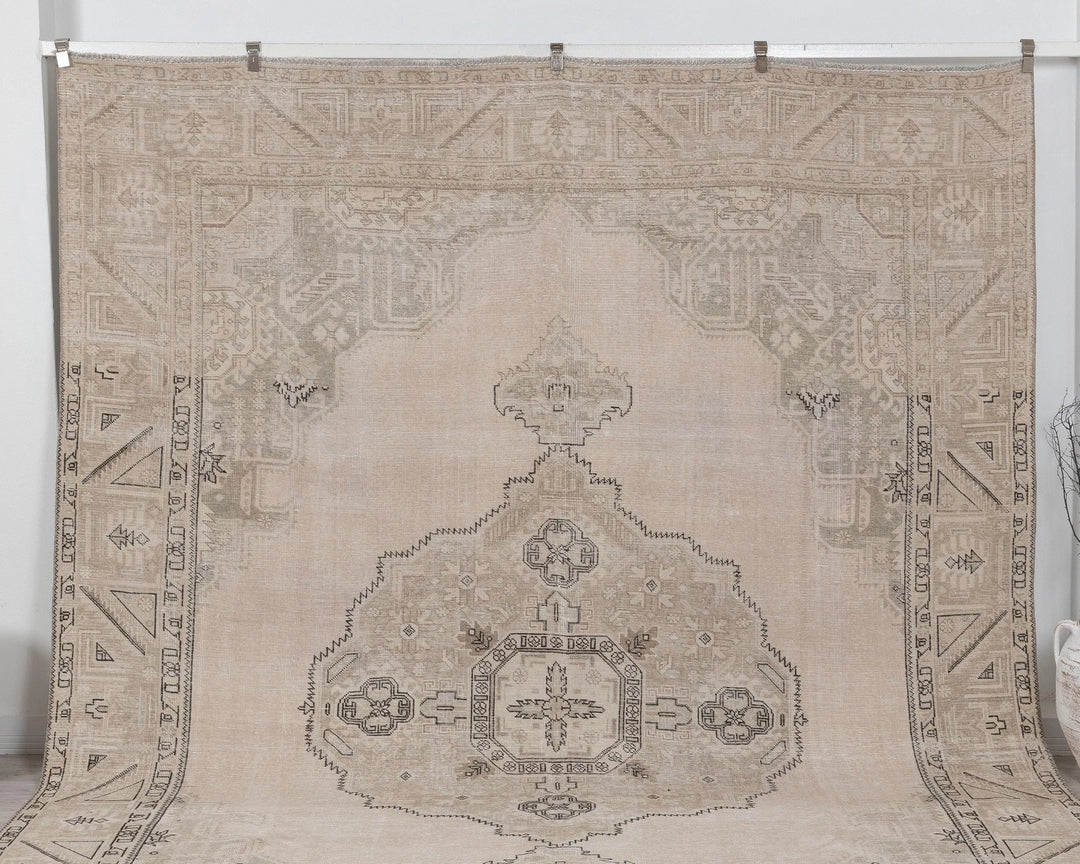 Beige Turkish Oushak Rug 9' 7" x 12' Hand-Knotted | No. VR28334