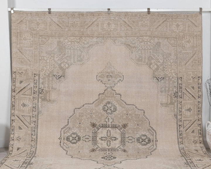 Beige Turkish Oushak Rug 9' 7" x 12' Hand-Knotted | No. VR28334