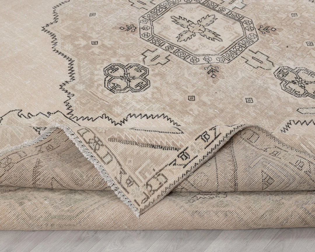 Beige Turkish Oushak Rug 9' 7" x 12' Hand-Knotted | No. VR28334