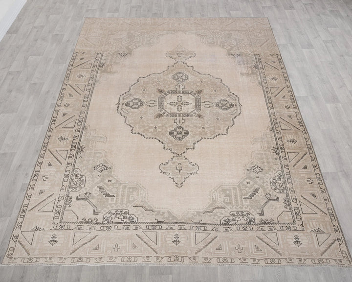 Beige Turkish Oushak Rug 9' 7" x 12' Hand-Knotted | No. VR28334