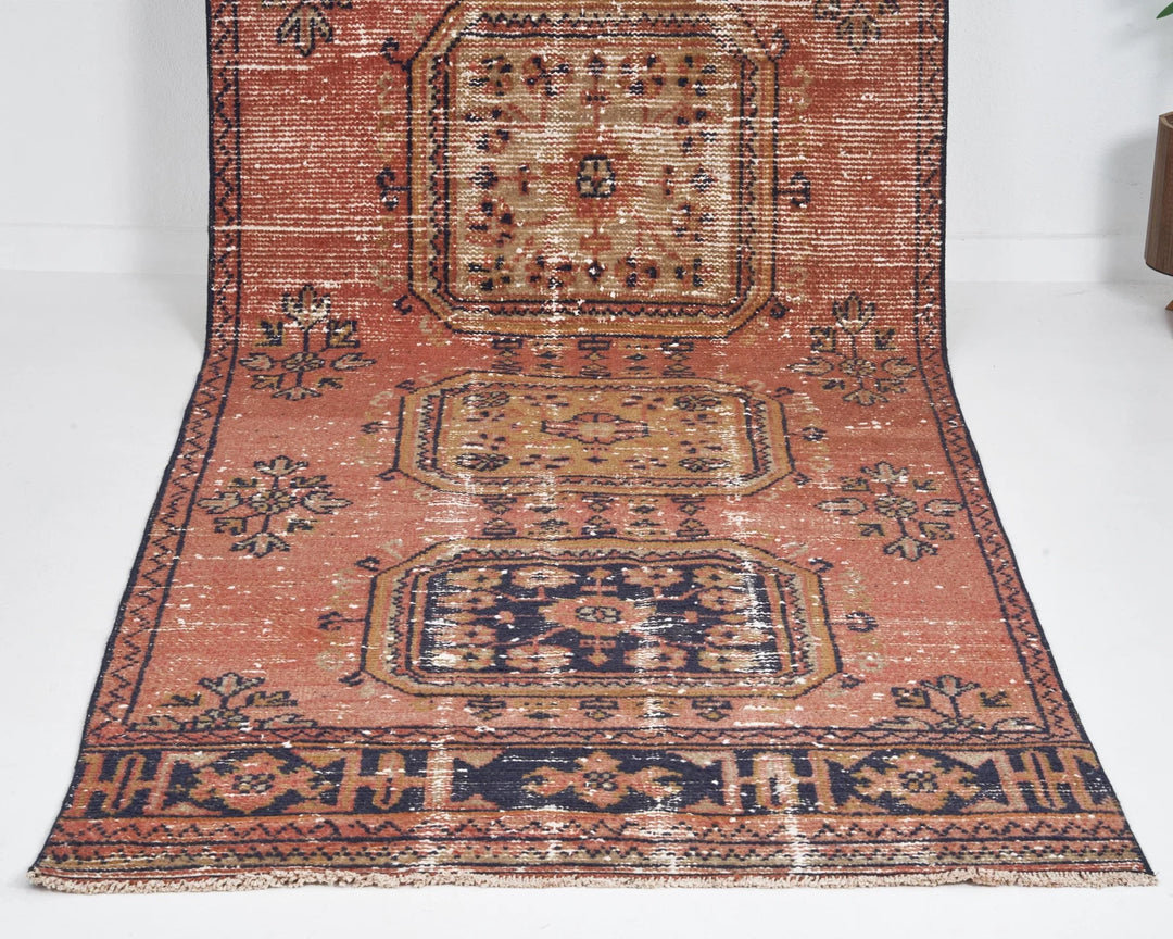Multicolor Turkish Oushak Rug 3' 4" x 11' 6" Hand-Knotted | No. VR28497