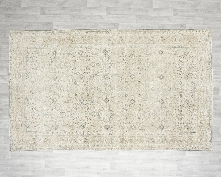 Beige Turkish Oushak Rug 6'5" x 10' Hand-Knotted | No. VR28542