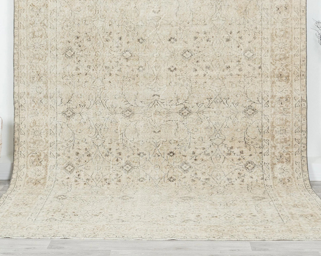 Beige Turkish Oushak Rug 6'5" x 10' Hand-Knotted | No. VR28542